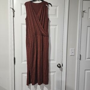 Garnett Hill Elegant Sleeveless Brown Dress size Large Everyday Knit Animal
